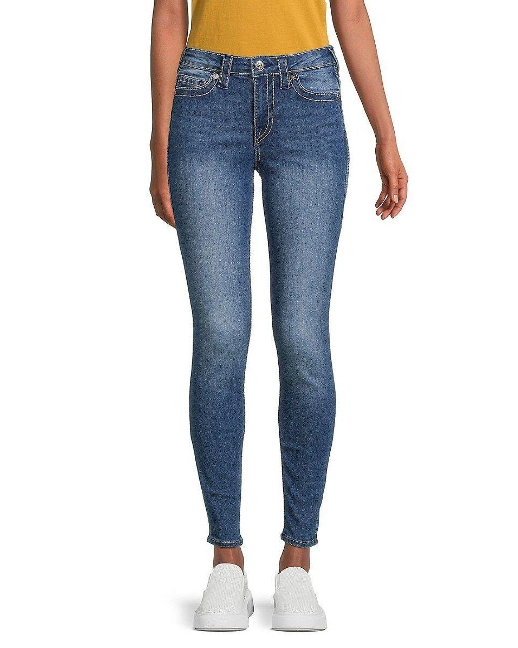 True Religion Jenny Big T Mid Rise Skinny Jeans in Blue | Lyst