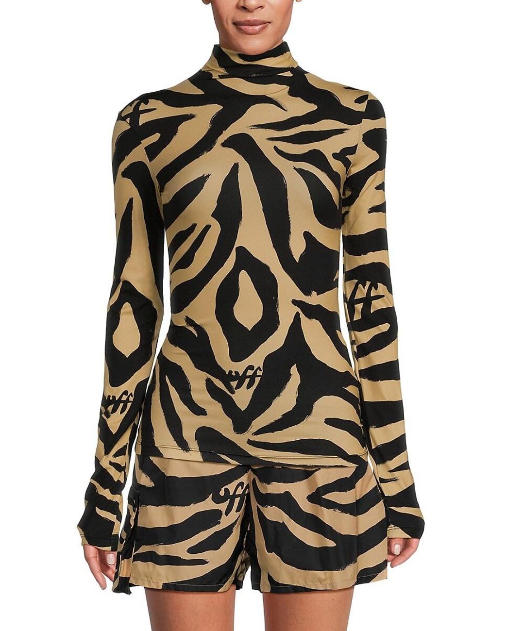 Off-White c/o Virgil Abloh Zebra Print Turtleneck Top | Lyst UK