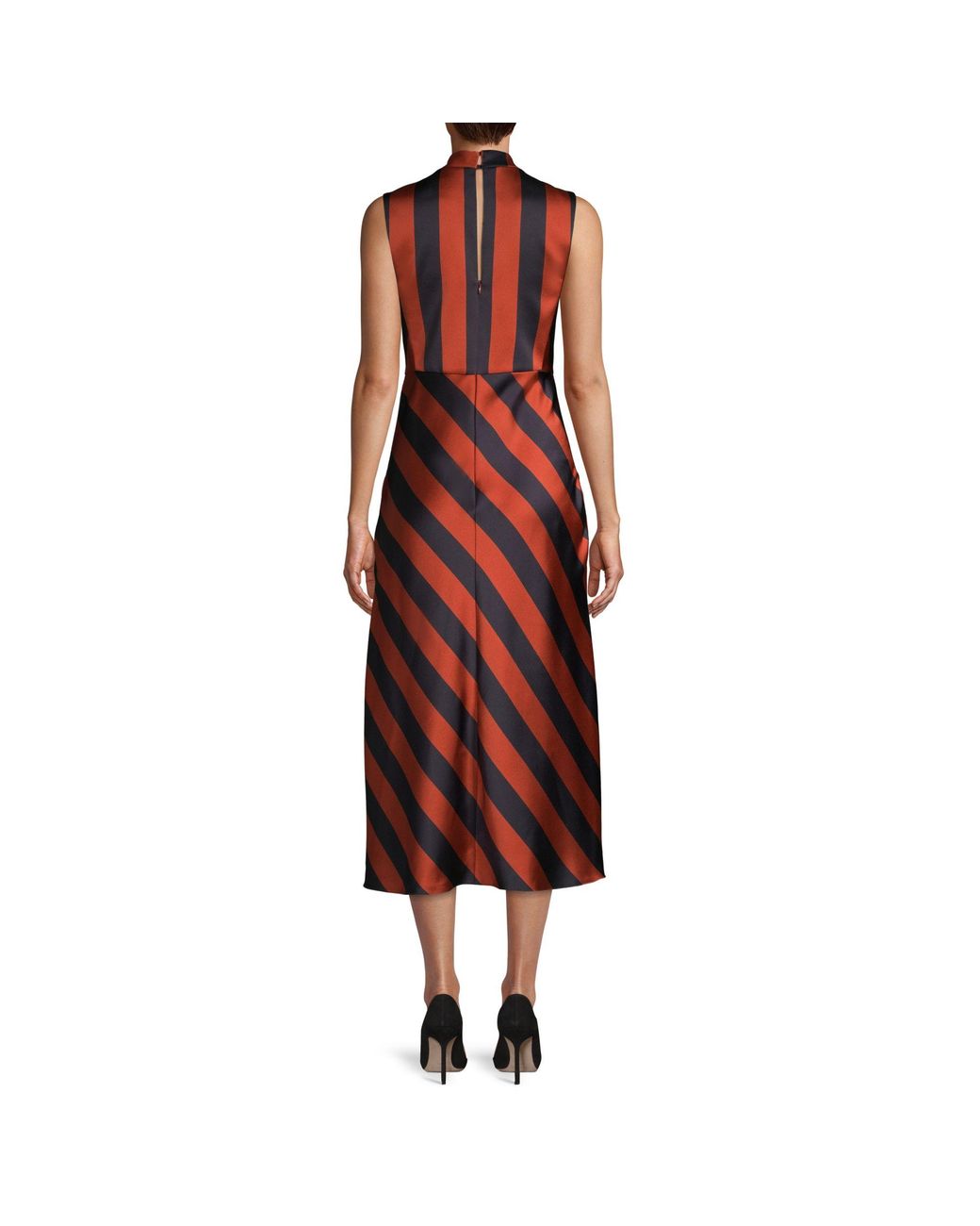 BOSS by HUGO BOSS Daltina Striped Midi Dress in Red | Lyst