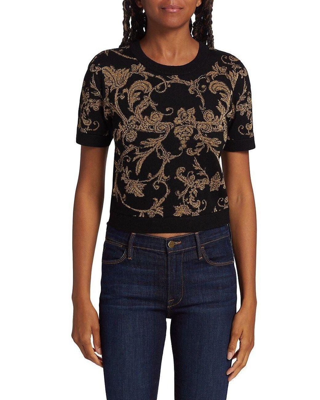 Alice Olivia Alice Olivia Ciara Jacquard Knit Crop Sweater in