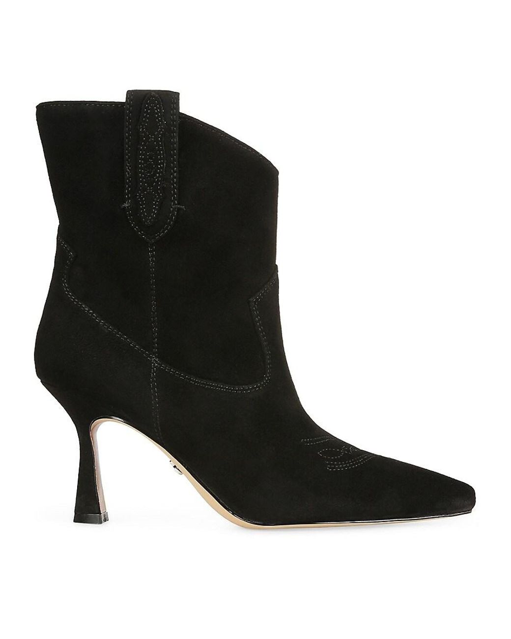 Sam Edelman Moe Spool Heel Suede Booties in Black Lyst UK