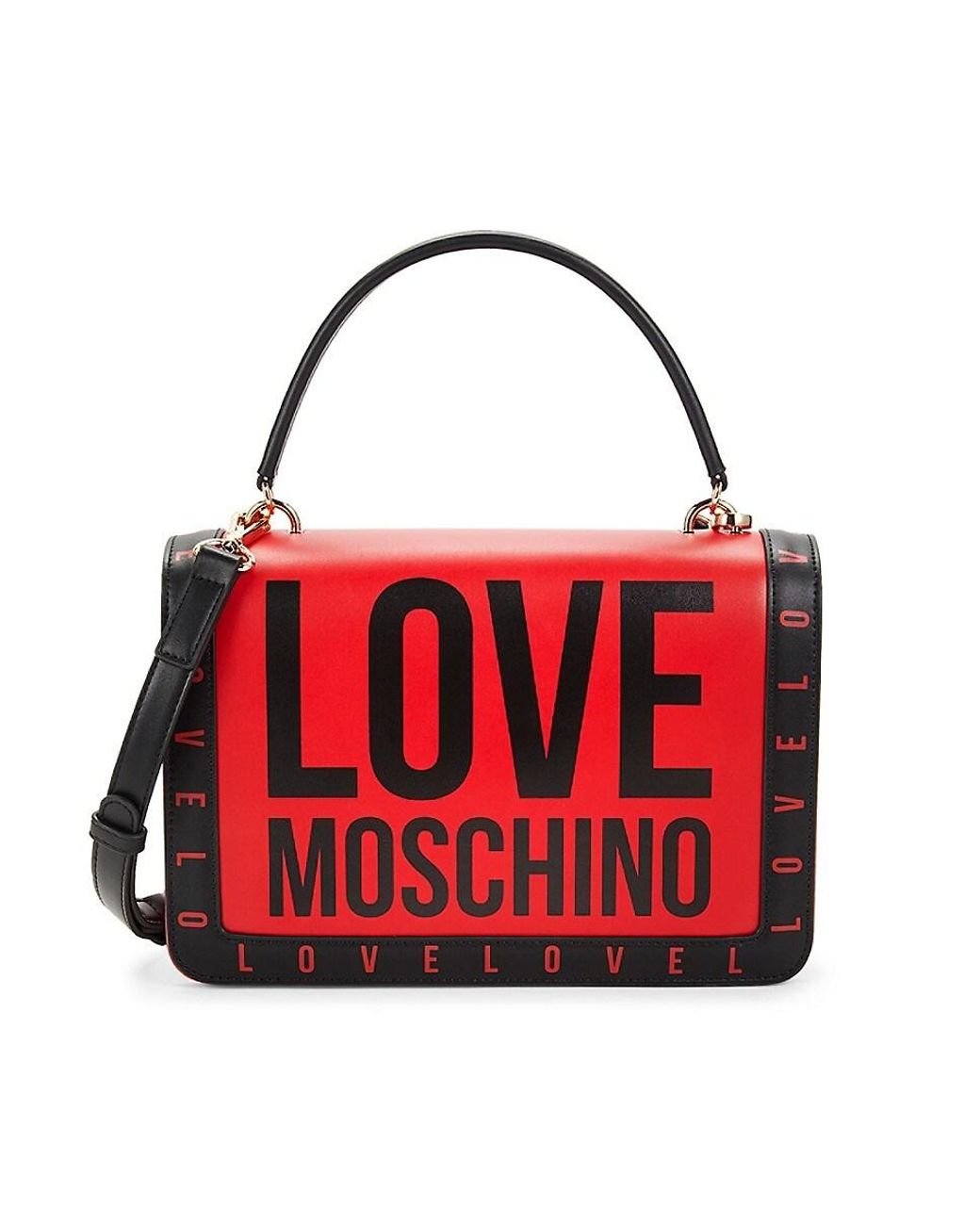 Love Moschino Logo Double Top Handle Bag in Red Lyst