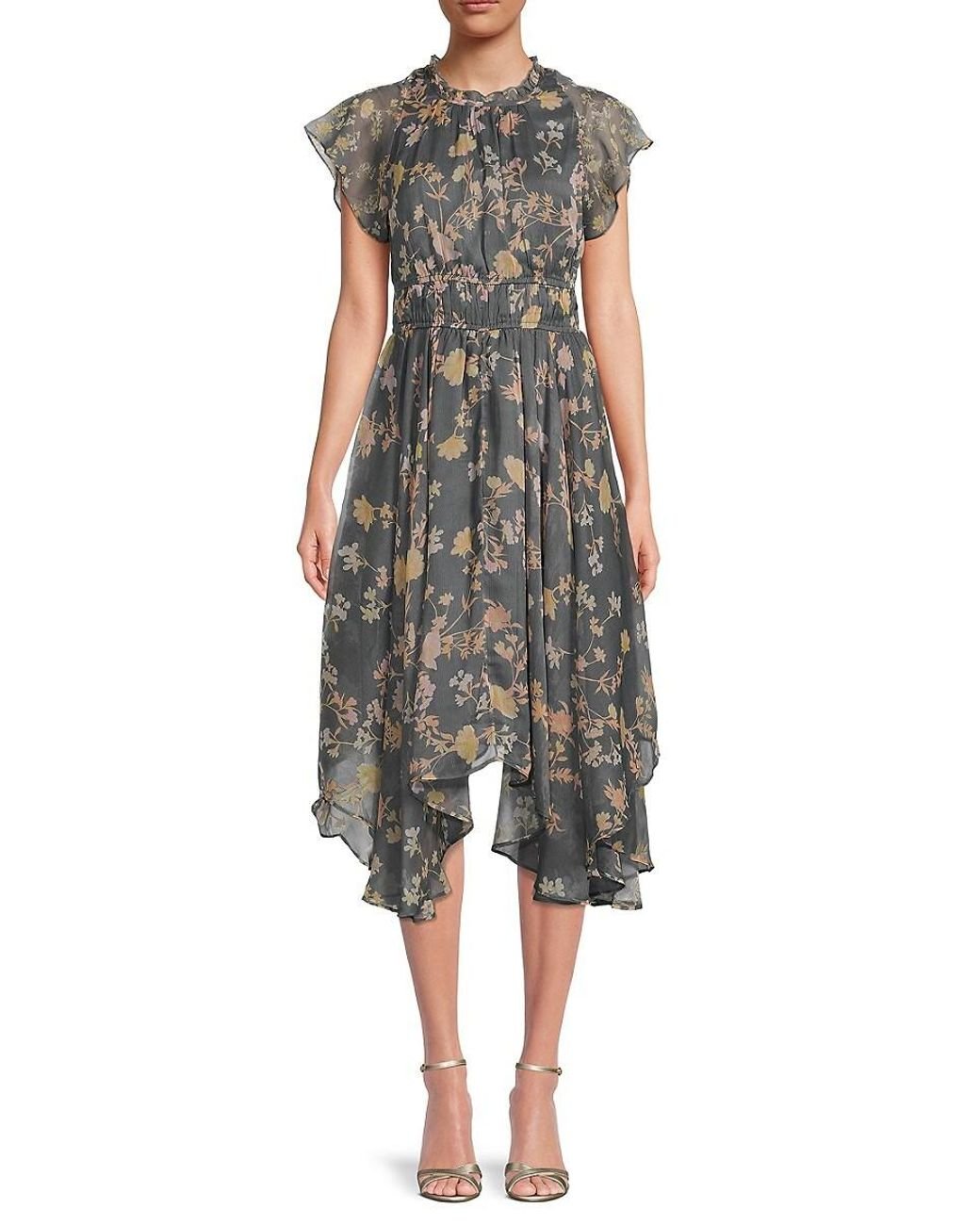 French Connection Diana Floral Midi Dress in Grey Lyst UK