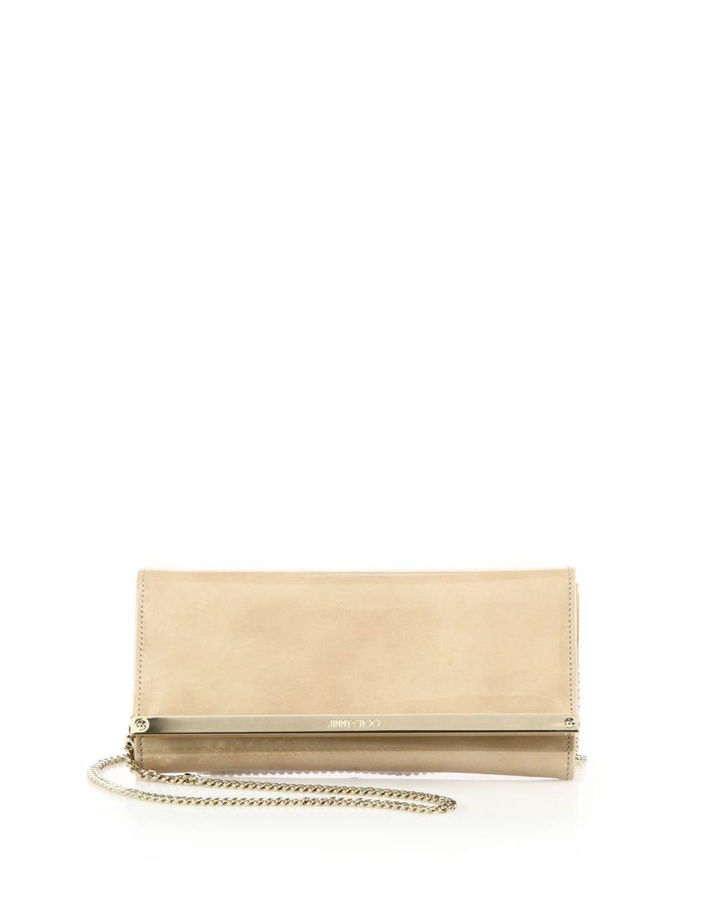 Jimmy Choo Milla Patent Leather & Suede Clutch in Natural