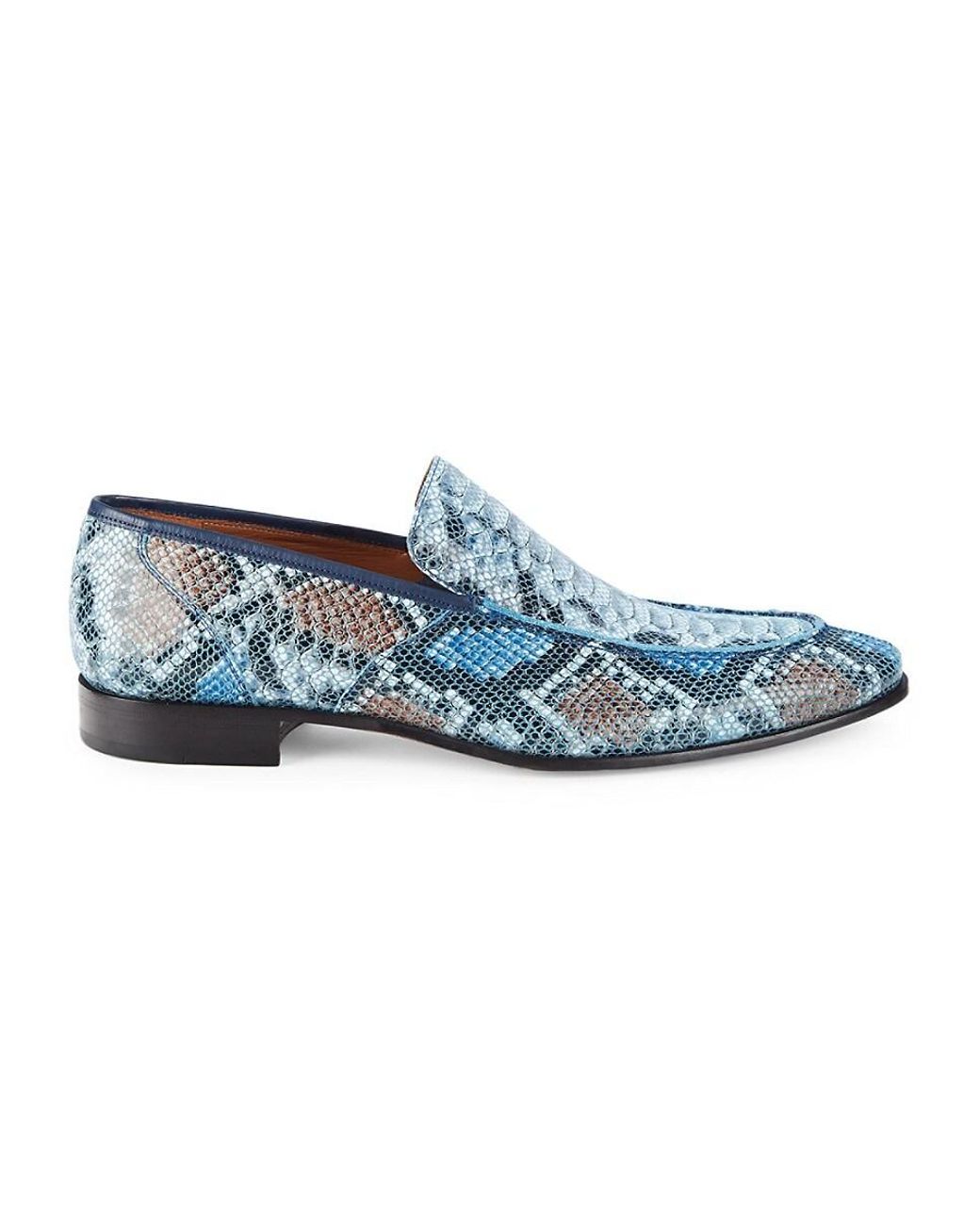 Mezlan Embossed Snake-effect Leather Loafers in Blue for Men | Lyst