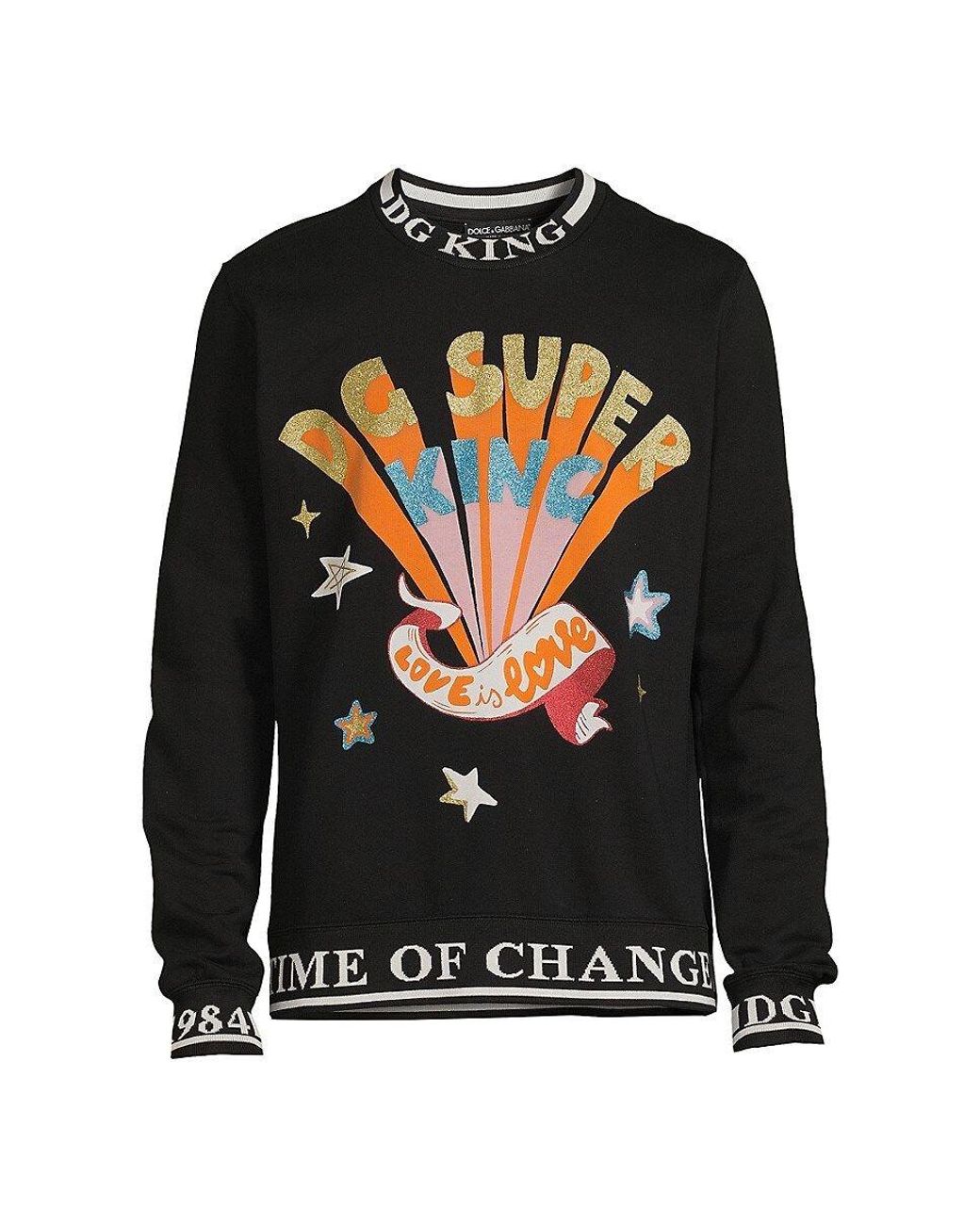 Dolce u0026 Gabbana Dg Super King Graphic Sweatshirt in Black for Men | Lyst