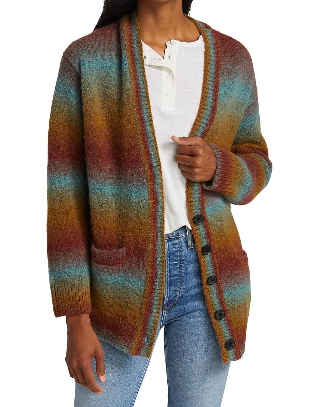 Wool Spacedye Oversized Cardigan | Lyst