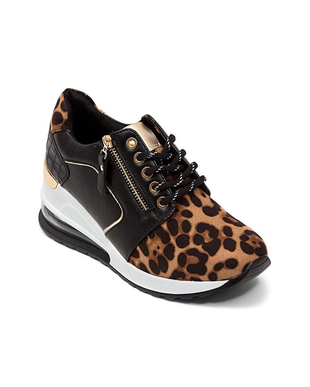Ninety Union Ultra Leopard & Croc-embossed Wedge Sneakers in Black | Lyst