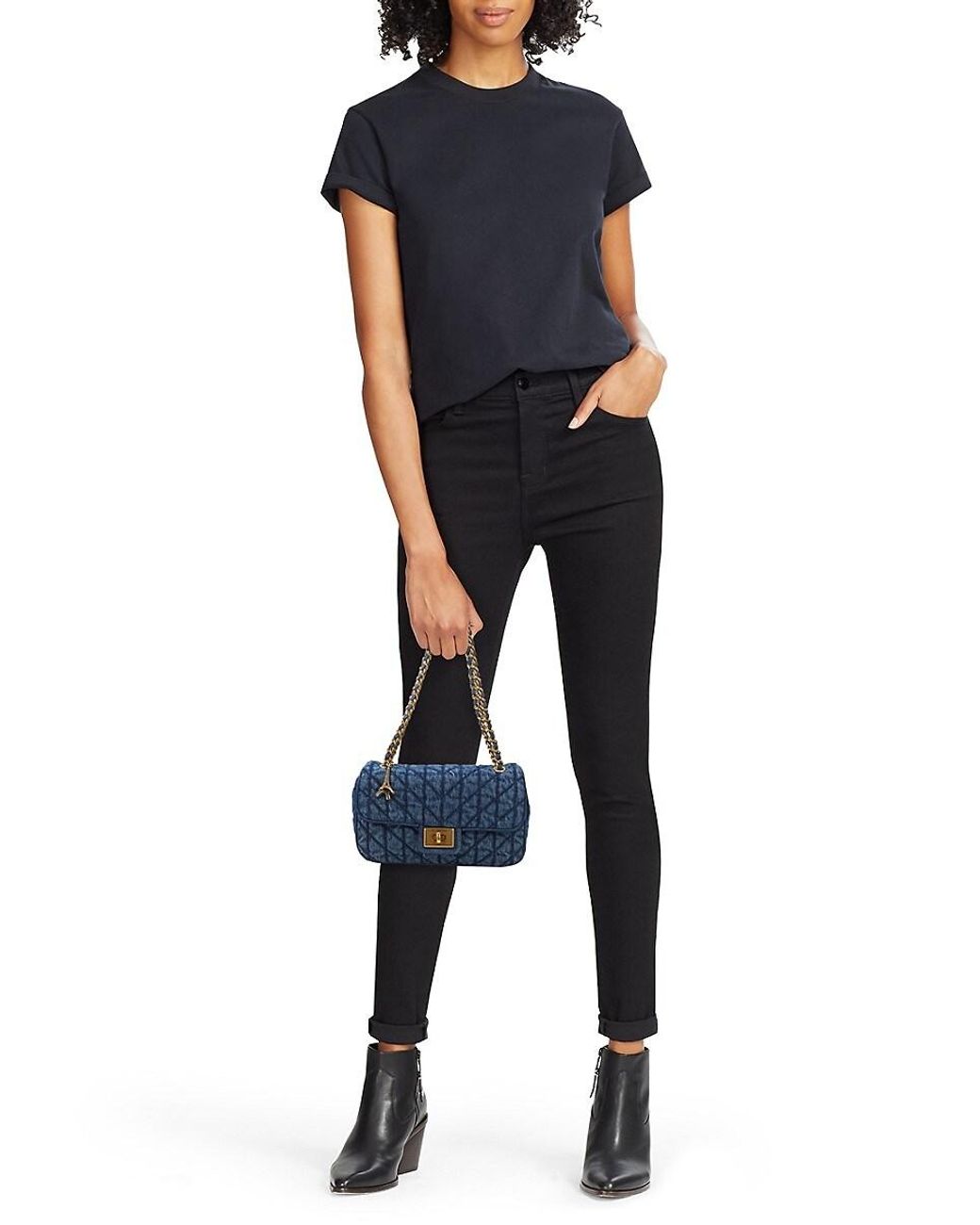 Karl Lagerfeld Agyness Quilted Denim Shoulder Bag in Blue | Lyst Canada