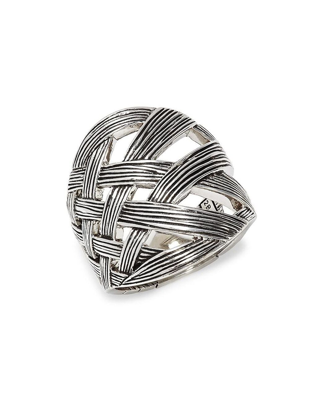 John Hardy Bamboo Weave Sterling Silver Ring in Metallic | Lyst UK
