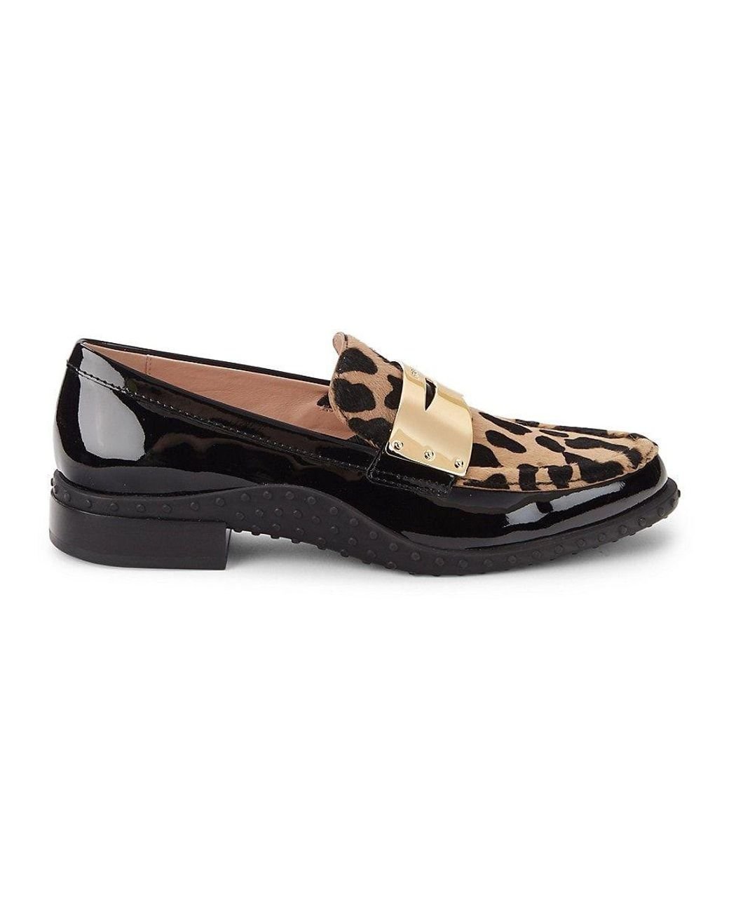 Tod's Leopard Print Goat Fur & Leather Loafers in Black Lyst