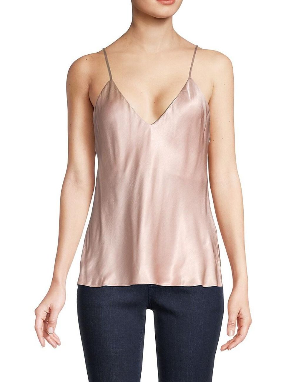 Socialite Solid Satin Camisole Top in Pink