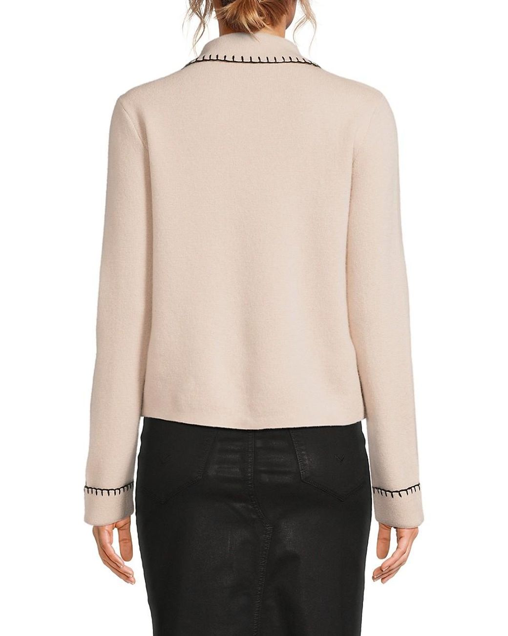 Saks Fifth Avenue Embroidered 100 Cashmere Cardigan in Black Lyst