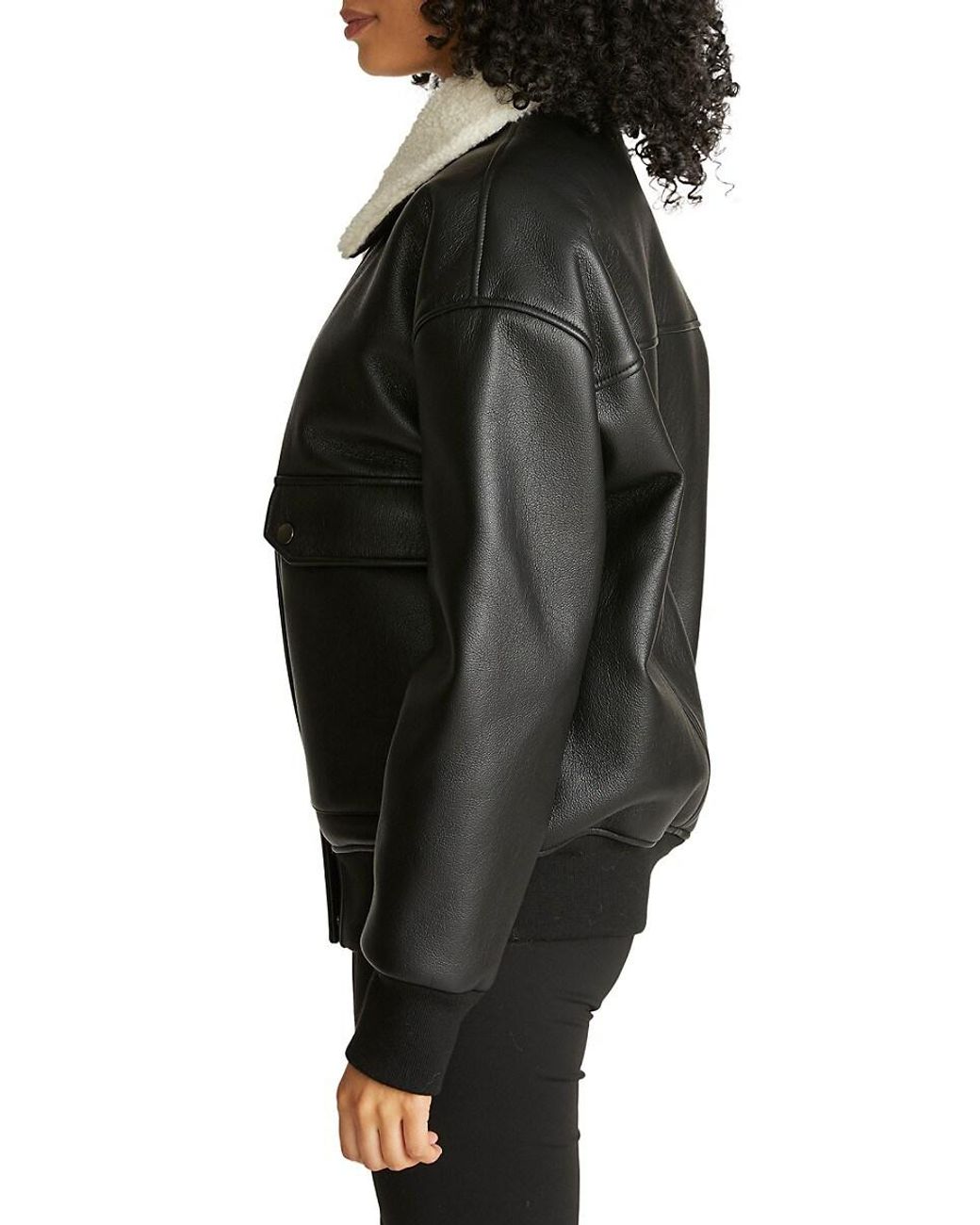 Hudson Jeans Oversized Faux Leather Bomber Jacket in Black Lyst UK