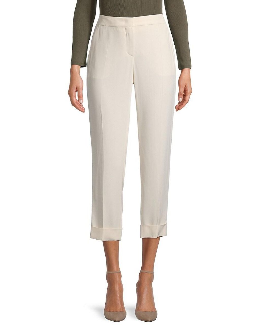Prada Pipe Cropped Straight Leg Pants in Natural | Lyst