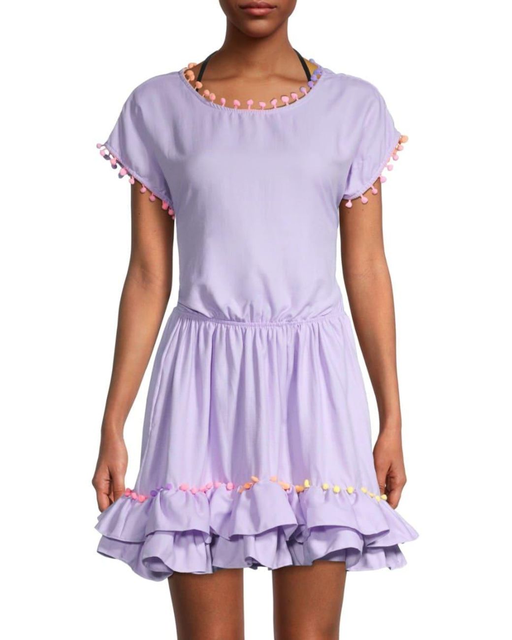 Peixoto Cotton Women's Nissi Pom-pom & Ruffle Coverup Dress - Lavender ...