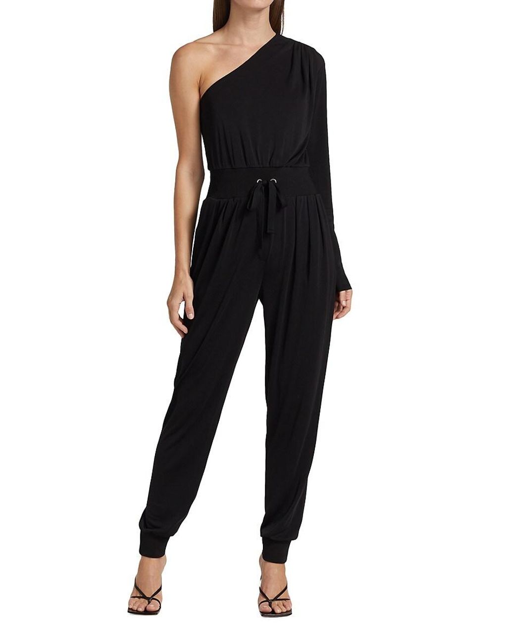 Vince Camuto Petite Draped One-shoulder Jumpsuit In Green | ModeSens