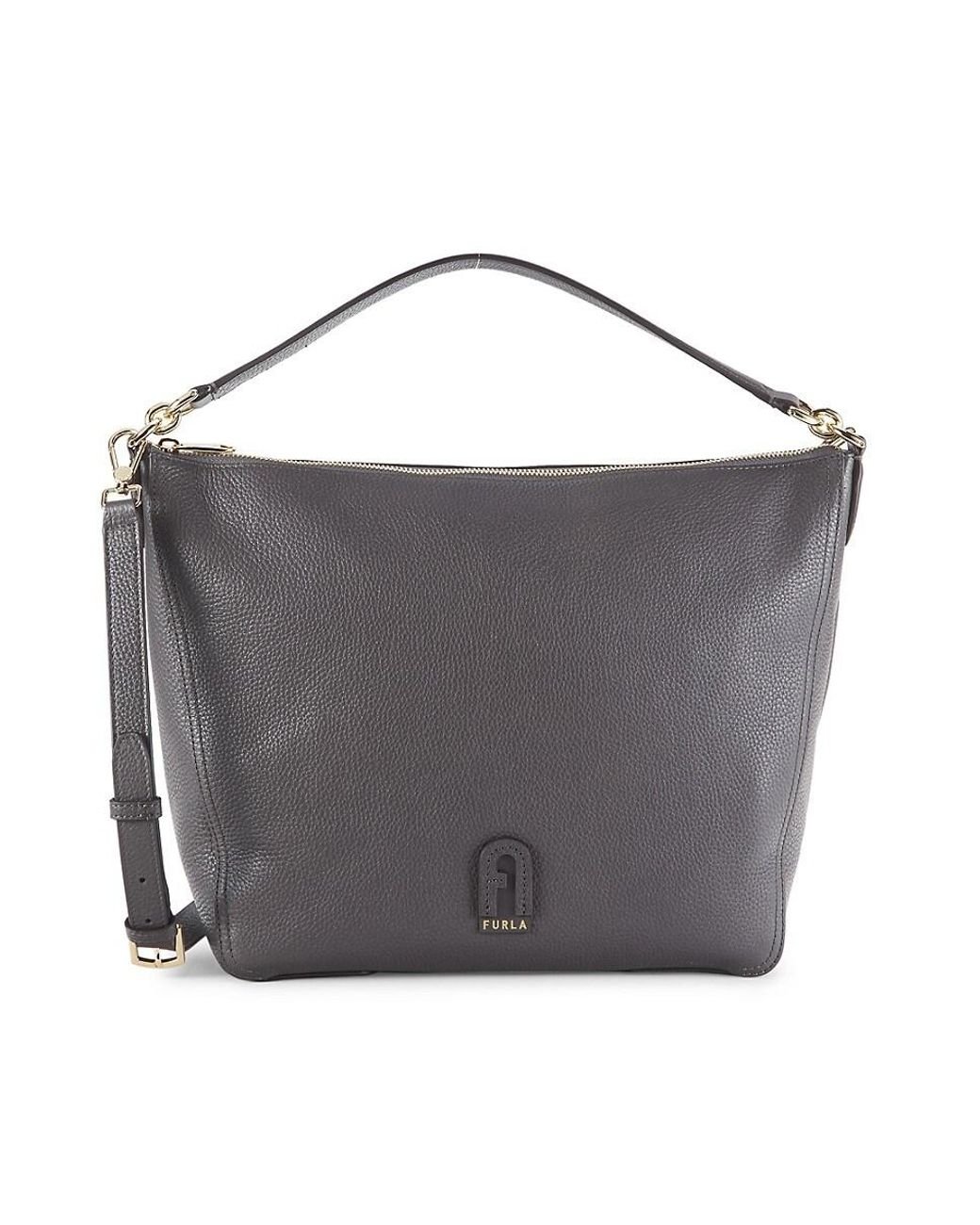 Furla Atena Leather Hobo Bag in Asphalt (Black) Lyst Canada