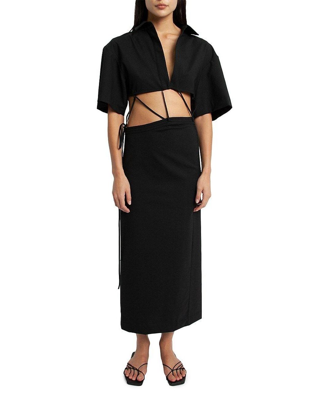 Christopher Esber Angled Tie Cut-out Shirtdress in Black | Lyst