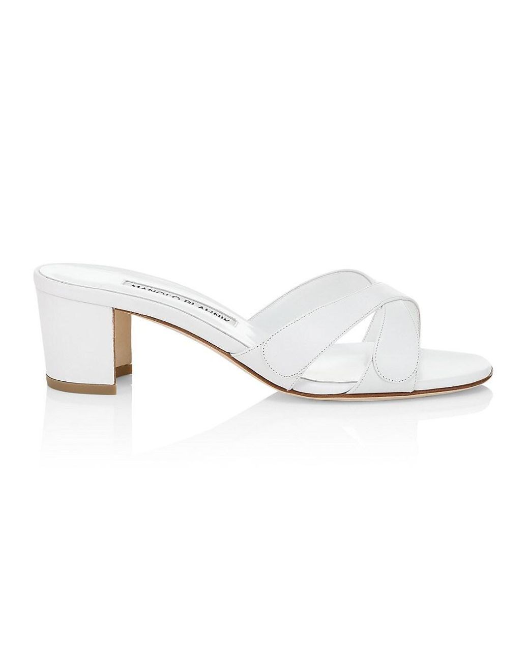 Manolo Blahnik Newton Leather Sandals in White | Lyst UK