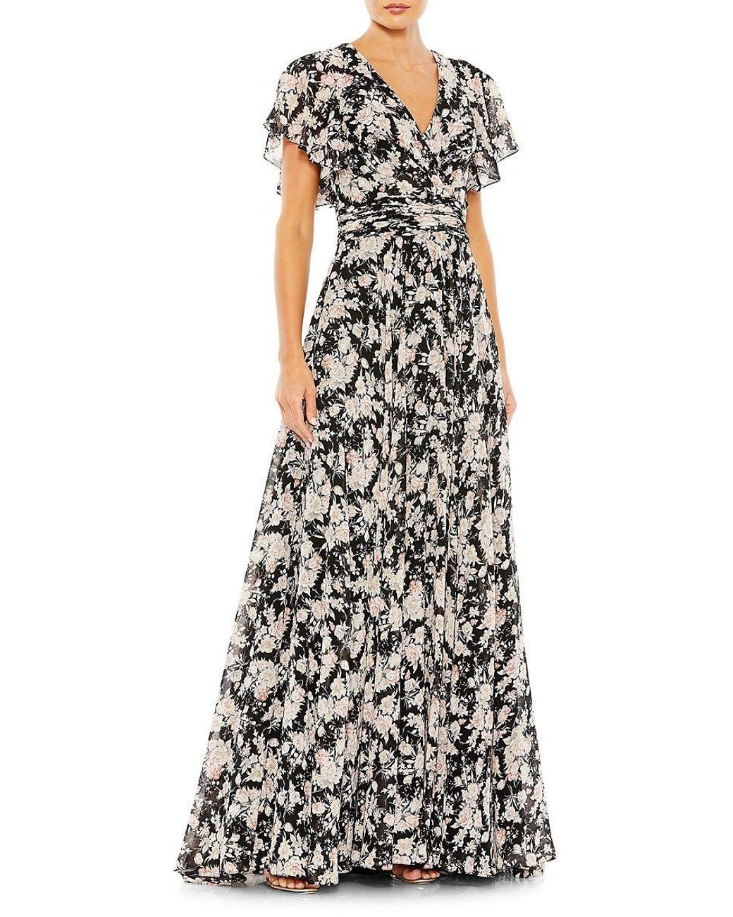 Mac Duggal Floral Print A Line Gown in White | Lyst
