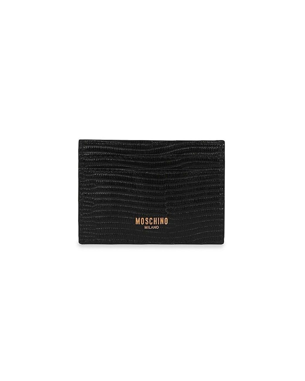 Moschino Logo Leather Card Case in Black | Lyst