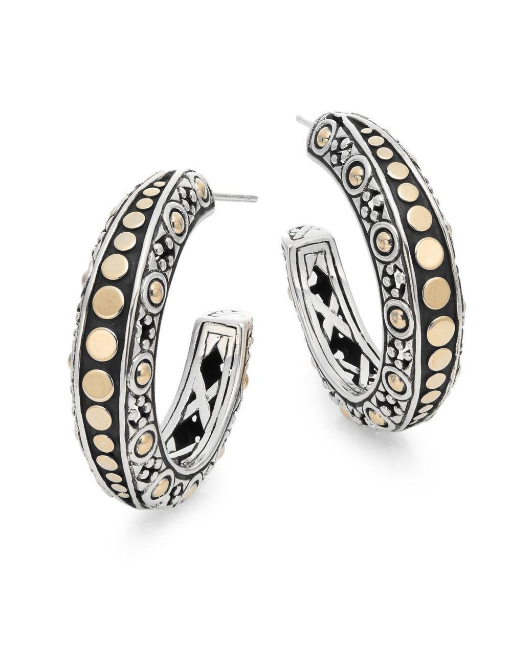 John Hardy Dot 18k Yellow Gold Sterling Silver Gypsy Hoop