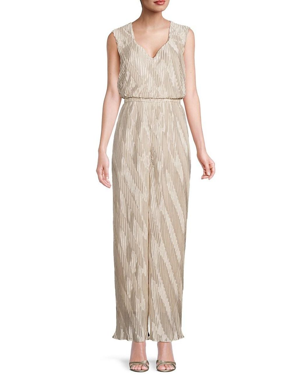 Kensie Sweetheart Plisse Wide Leg Jumpsuit in Natural Lyst UK