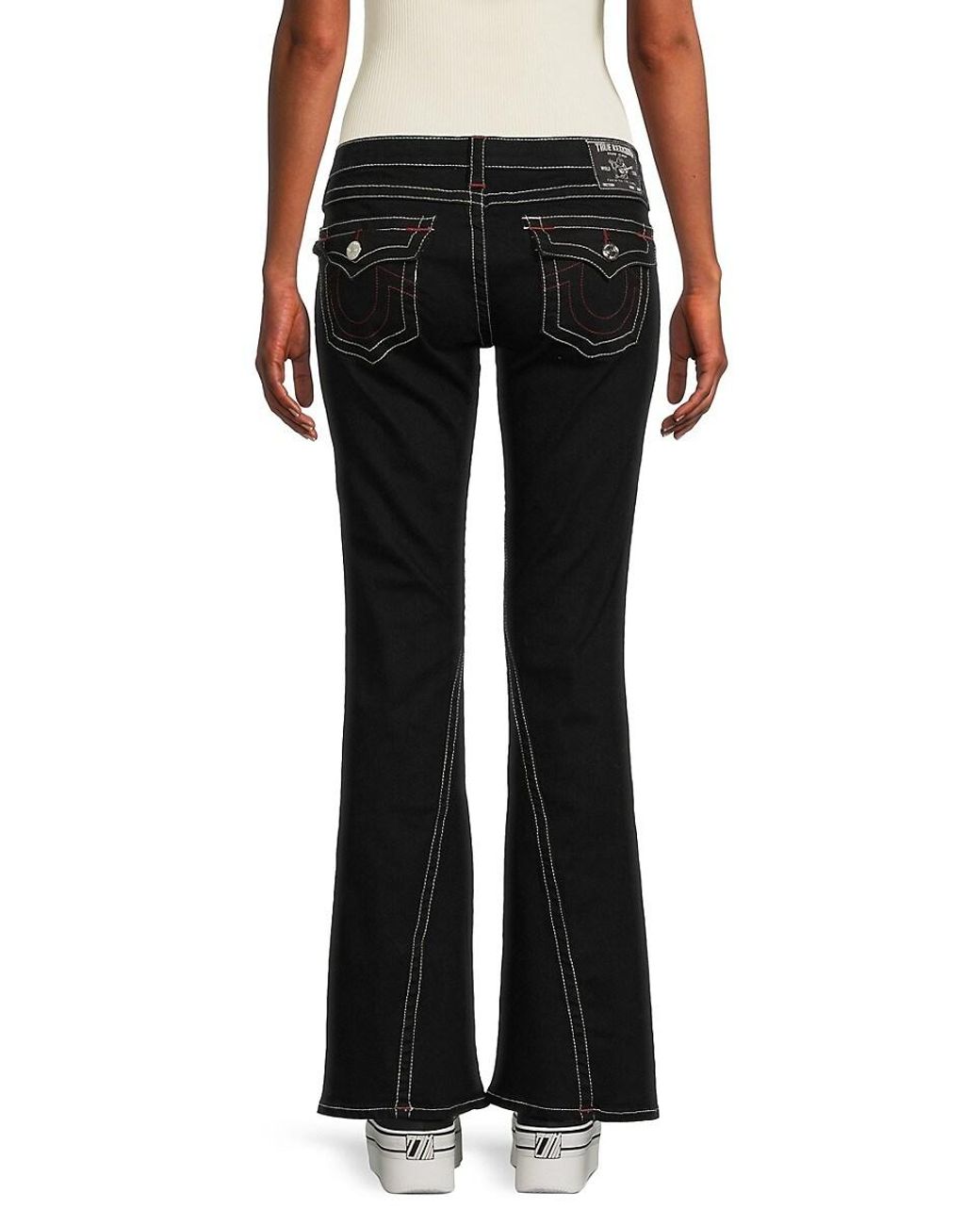 True Religion Joey Low Rise Flare Jeans in Black | Lyst