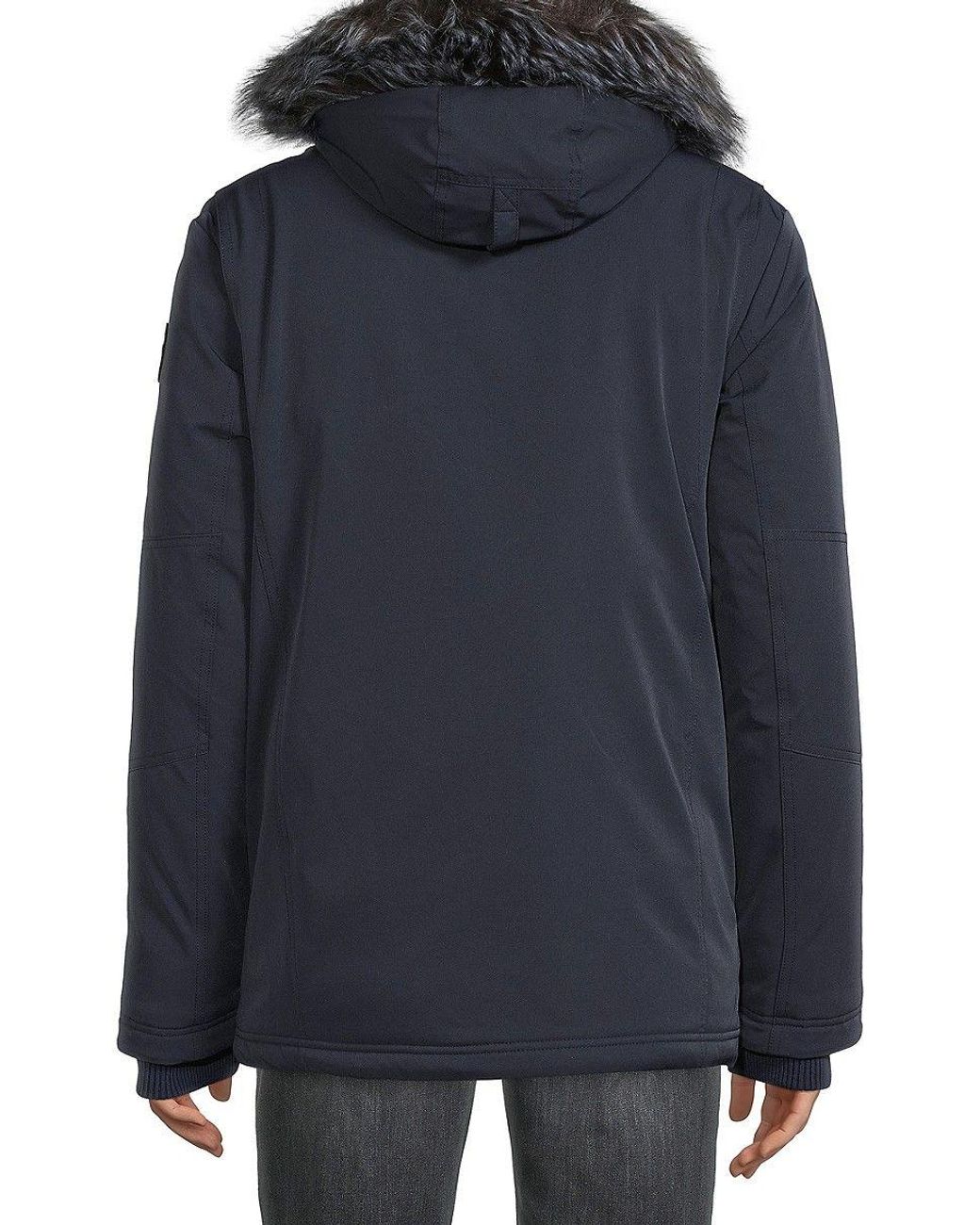 Pajar Soren Down Blend Faux Fur Trim Hooded Parka in Blue for Men | Lyst