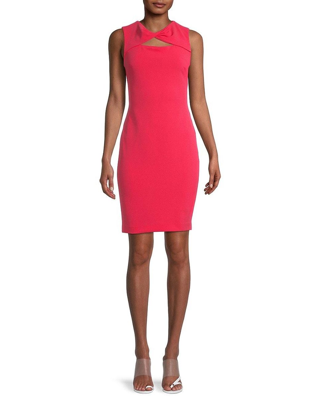 Calvin Klein Twist Cutout Sheath Dress in Red | Lyst