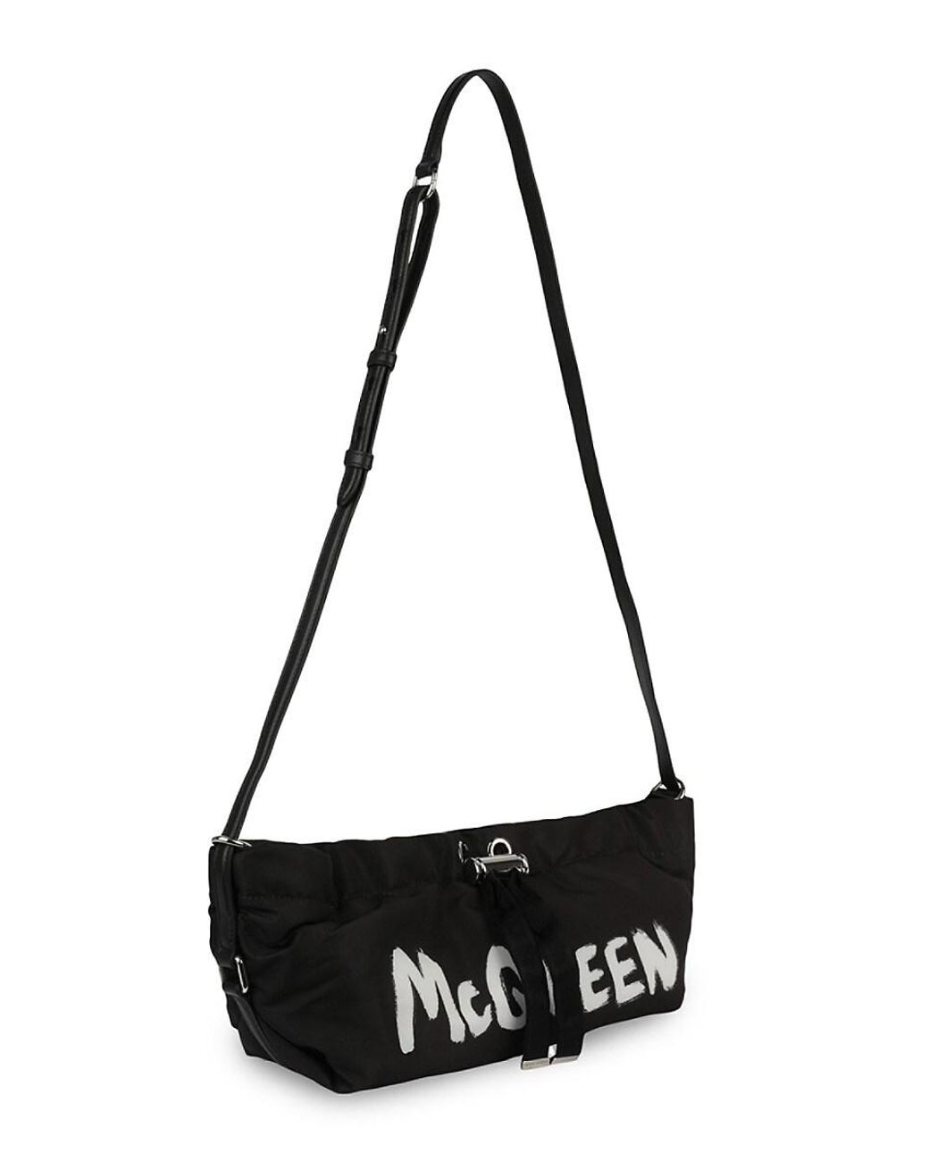 McQueen Logo Graphic Shoulder Bag in Black | Lyst