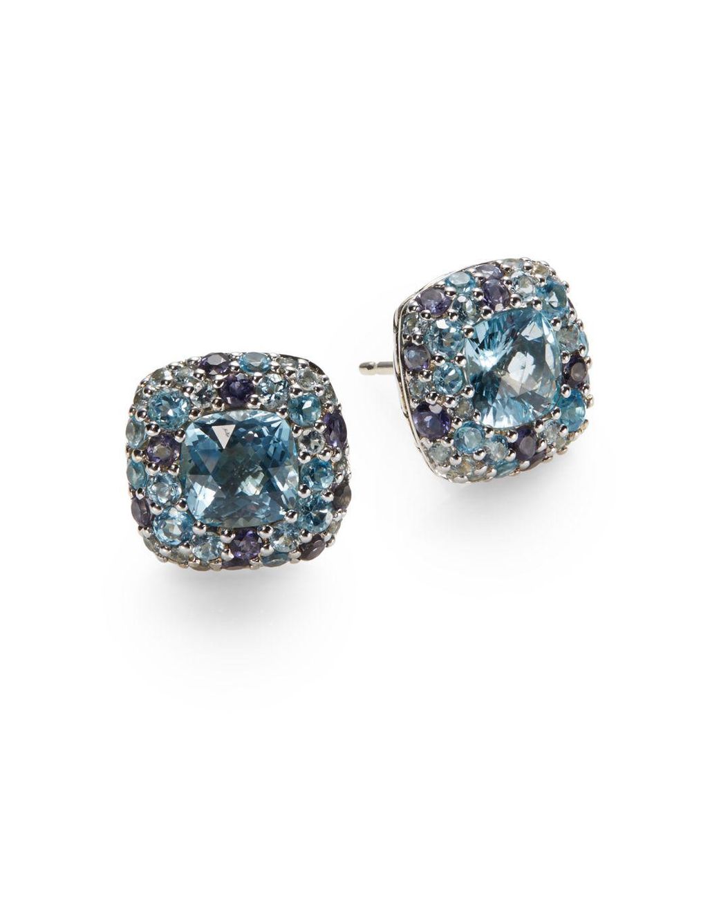 John Hardy Batu Aquamarine Sterling Silver Stud Earrings in Blue