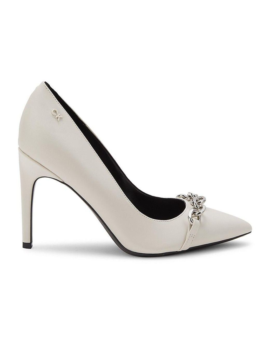 Calvin Klein Chain Trim Stiletto Pumps in White | Lyst