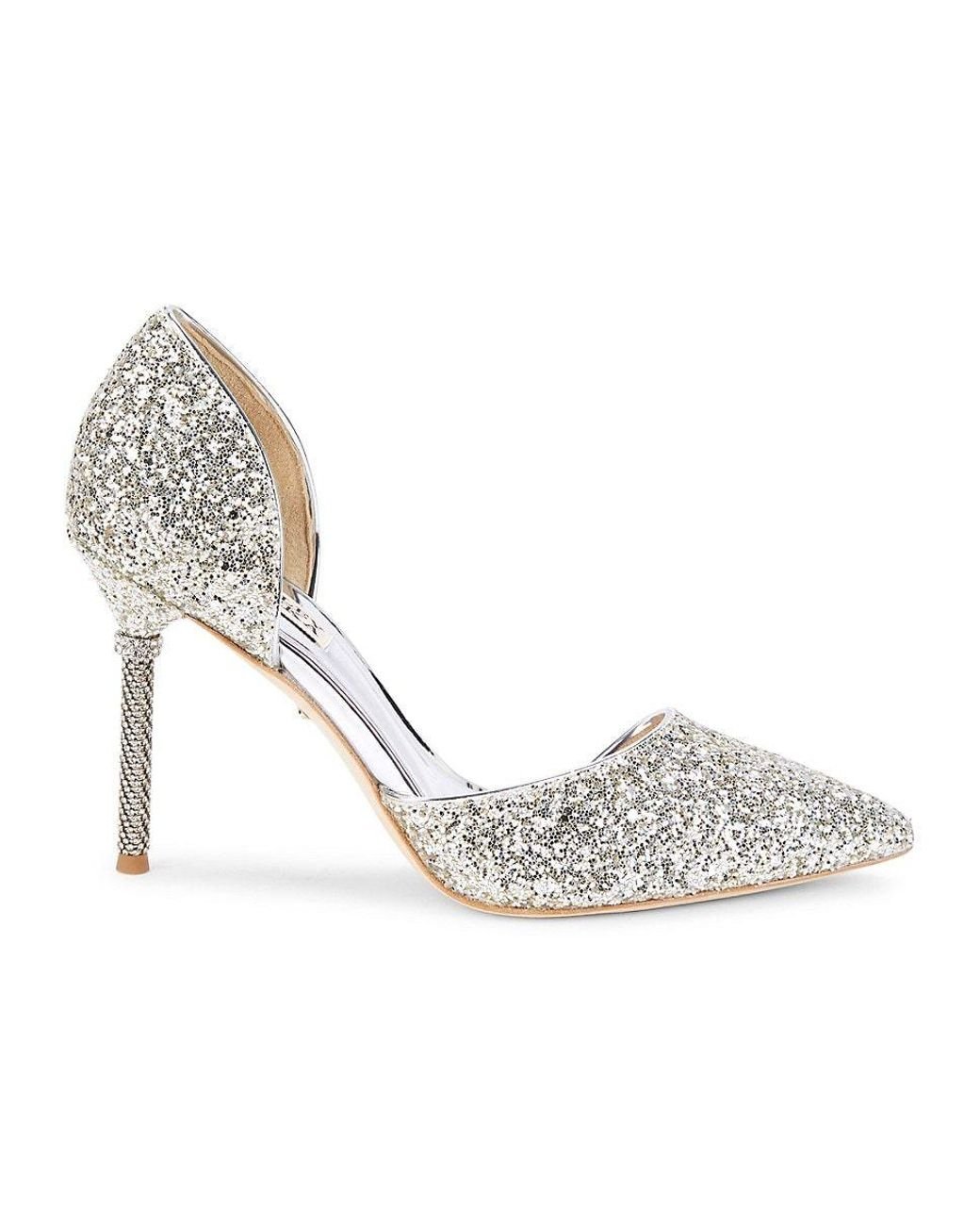 Badgley Mischka Ozara Glitter D orsay Pumps in Metallic Lyst