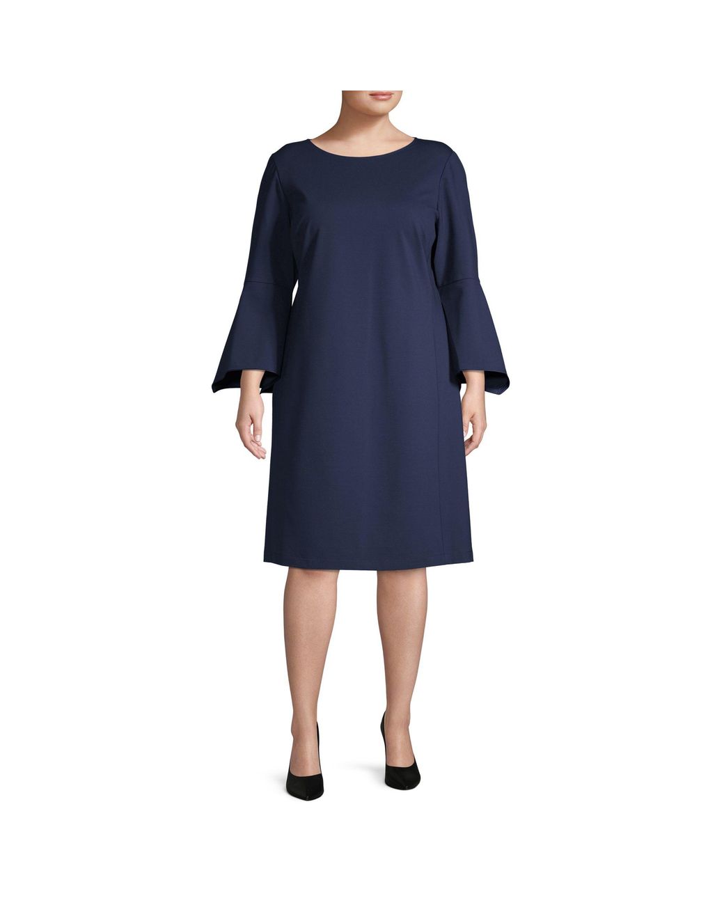 Lafayette 148 New York Synthetic Plus Bell-sleeves Shift Dress in Navy ...