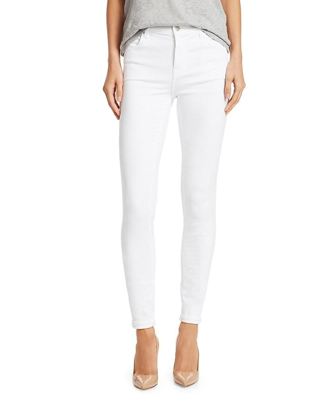 J Brand Maria High-rise Skinny Jeans in White | Lyst