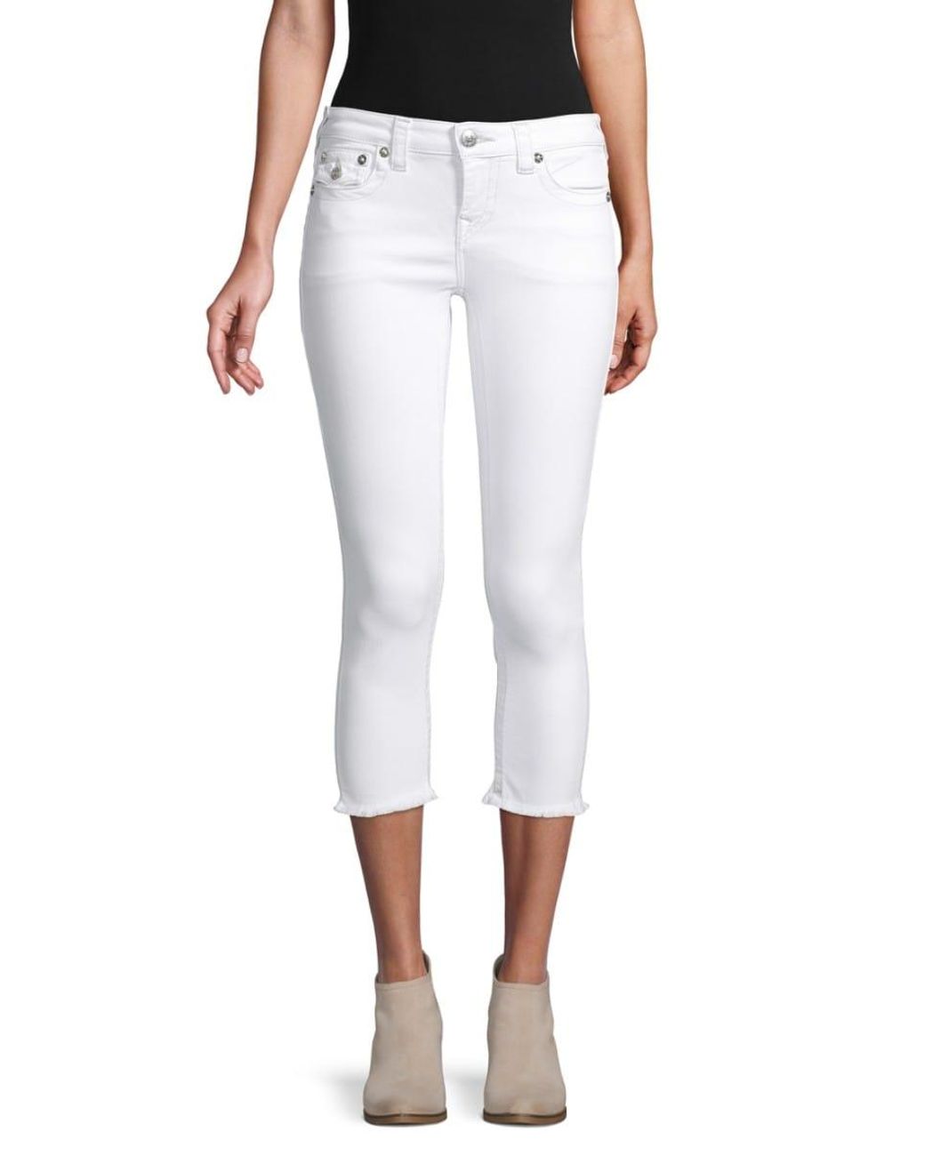 True Religion Women's Halle Capri Jeans - Optic White - Size 24 (0) | Lyst