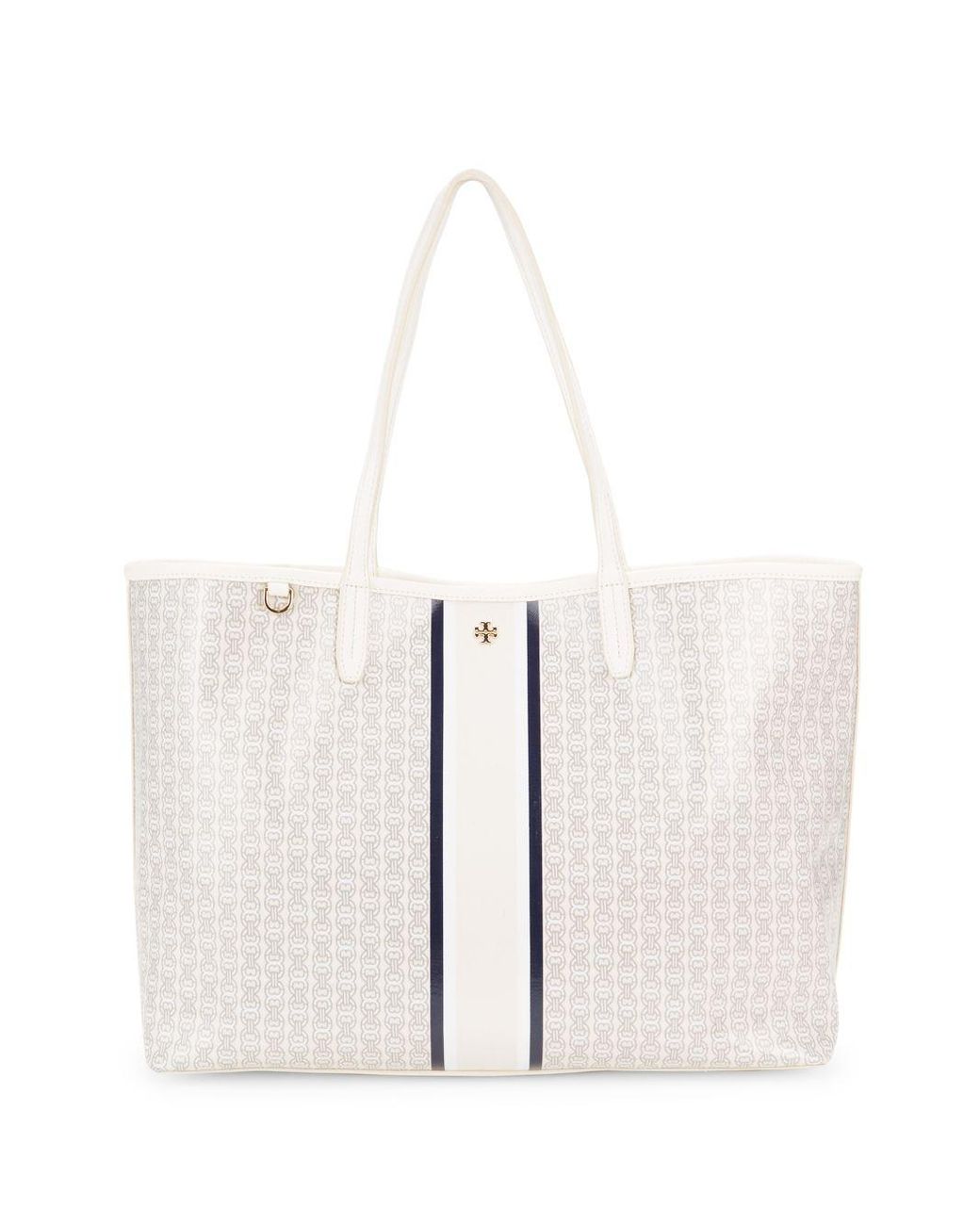 Tory Burch Women's Gemini Link Canvas Small Tote, New Ivory Gemini Link,  Off White, Print, One Size 53304-068 - AllGlitters