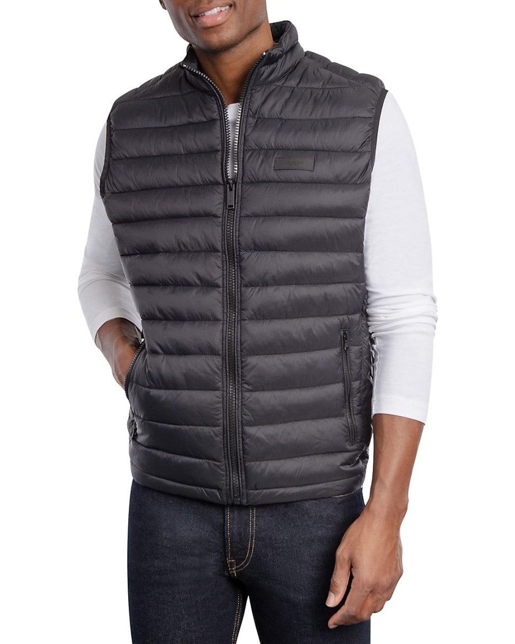 Michael Kors Athens Quilted Puffer Vest in Gray for Men | Lyst