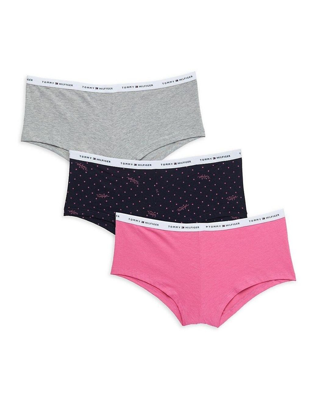 Tommy Hilfiger 3-pack Logo Band Boyshort Panties in Pink | Lyst