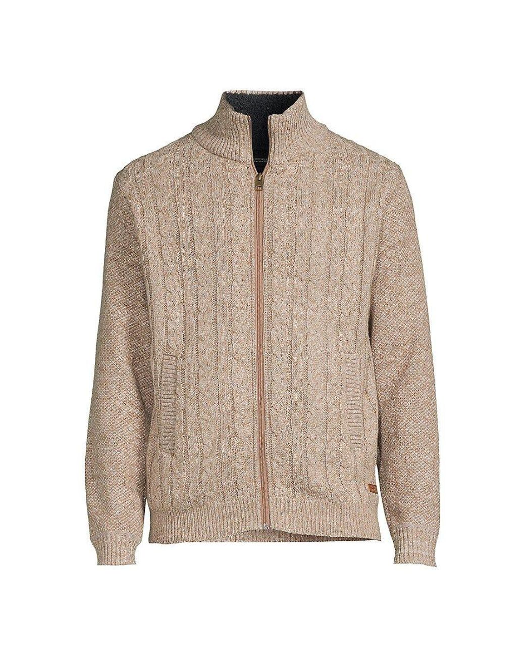 Buffalo David Bitton Walkley Faux Fur Lined Cable Knit Sweater in Natural for Men Lyst