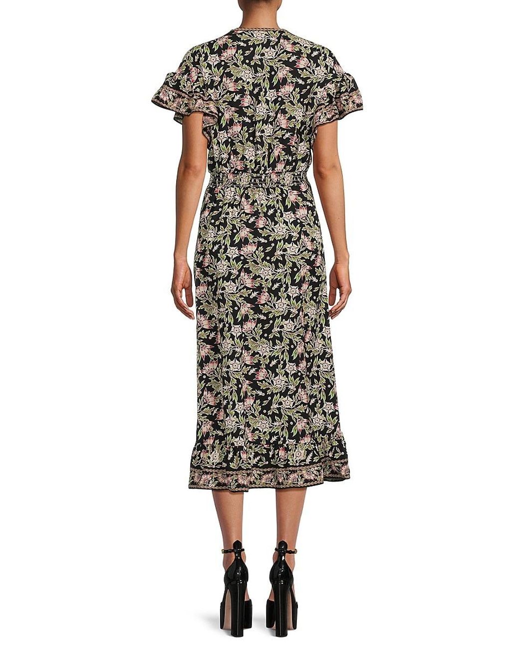 Max studio floral shop print smocked maxi dress