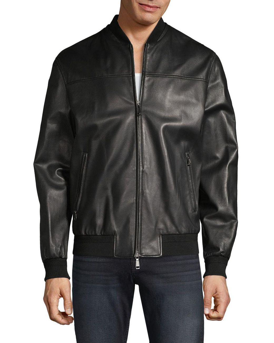 Brioni Leather Bomber Jacket in Black for Men | Lyst