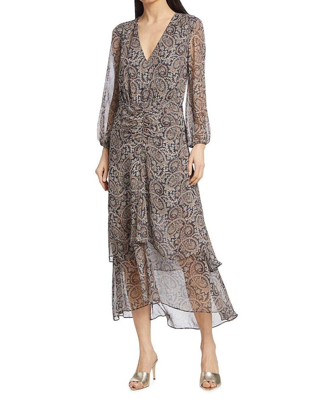 Veronica Beard Quinlan Paisley Silk Midi-dress | Lyst
