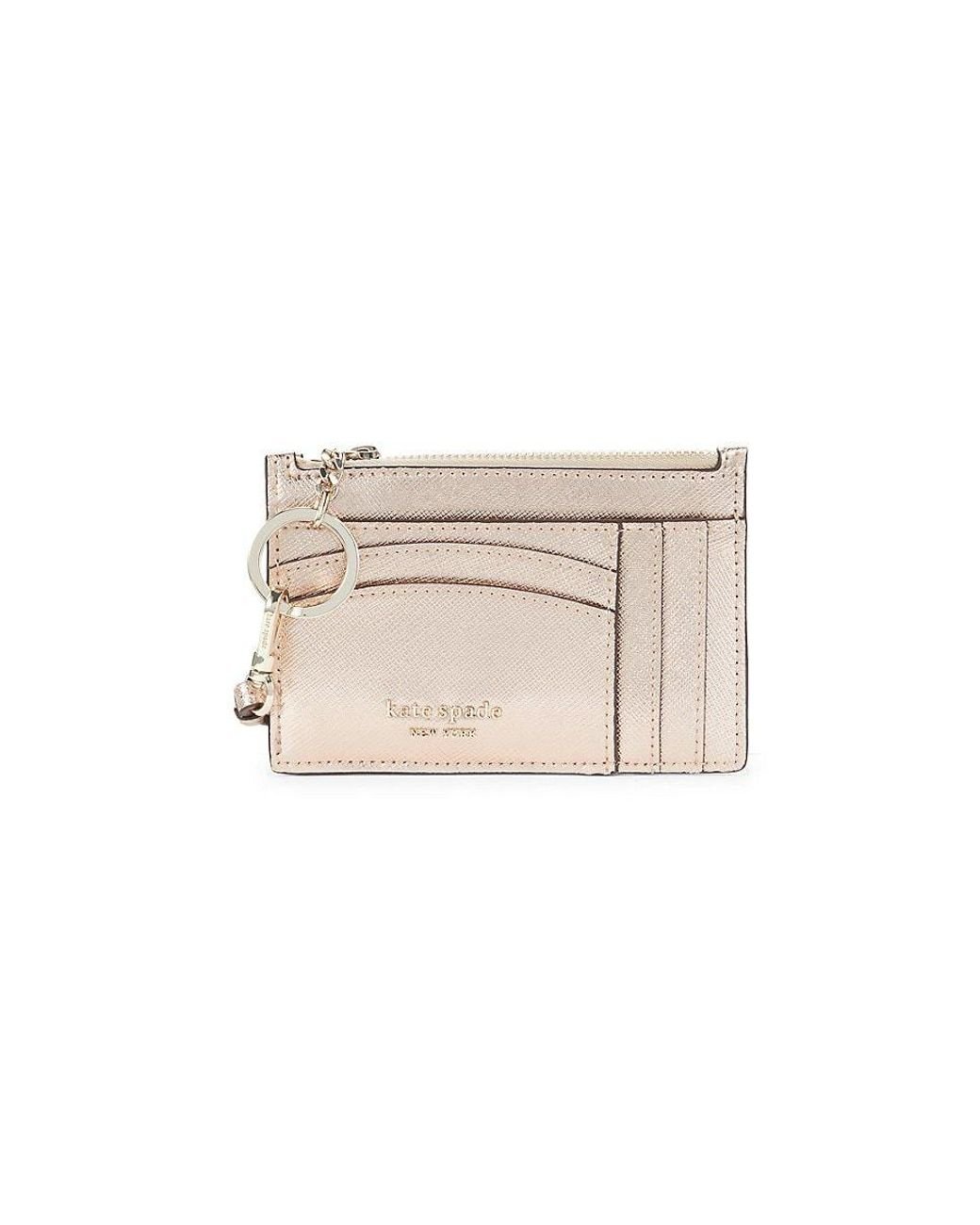 Kate Spade Leather Card Case Lanyard in White | Lyst
