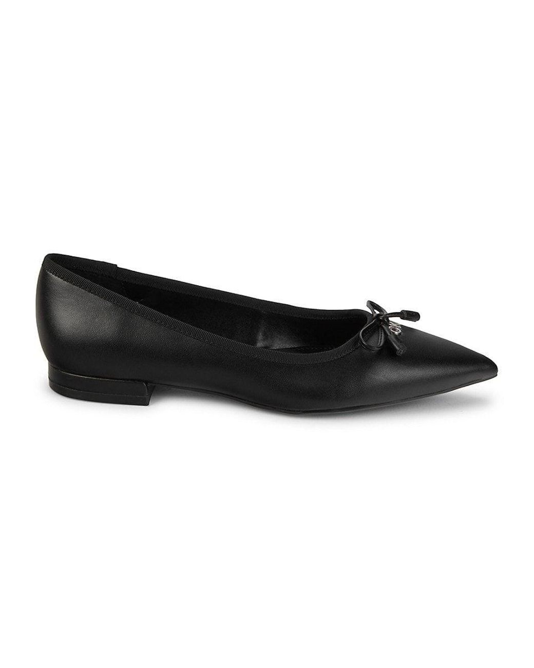 Calvin Klein Kirra 2 Leather Ballet Flats in Black | Lyst