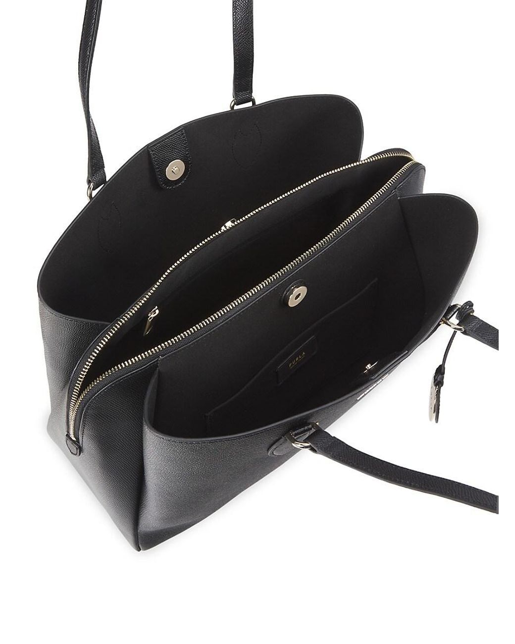 Furla Minerva Leather Tote in Black | Lyst Furla Minerva Leather Tote in Black | Lyst