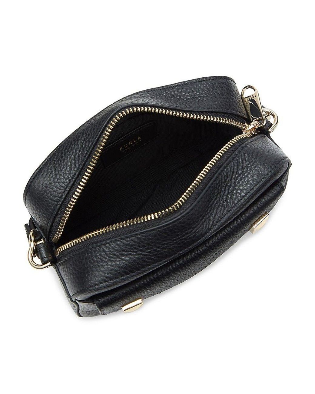 Furla Afrodite Mini Leather Camera Crossbody Bag in Black | Lyst