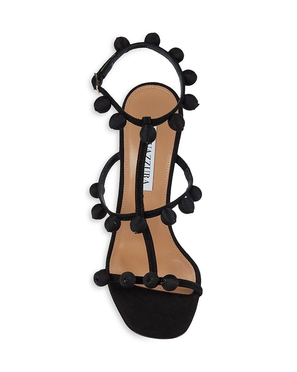 Aquazzura Cha Cha Cha Suede Stiletto Sandals in Black | Lyst